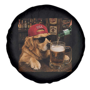Funny Golden Retriever Drinking Beer Spare Tire Cover Silly Dog Meme Graphic Sarcastic Gift