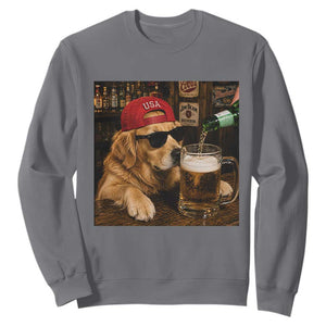 Funny Golden Retriever Drinking Beer Sweatshirt Silly Dog Meme Graphic Sarcastic Gift