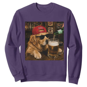Funny Golden Retriever Drinking Beer Sweatshirt Silly Dog Meme Graphic Sarcastic Gift