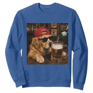 Funny Golden Retriever Drinking Beer Sweatshirt Silly Dog Meme Graphic Sarcastic Gift