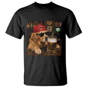 Funny Golden Retriever Drinking Beer T Shirt Silly Dog Meme Graphic Sarcastic Gift