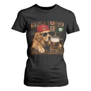 Funny Golden Retriever Drinking Beer T Shirt For Women Silly Dog Meme Graphic Sarcastic Gift