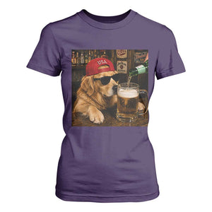 Funny Golden Retriever Drinking Beer T Shirt For Women Silly Dog Meme Graphic Sarcastic Gift