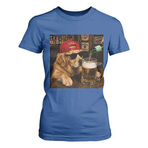 Funny Golden Retriever Drinking Beer T Shirt For Women Silly Dog Meme Graphic Sarcastic Gift