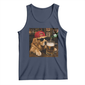 Funny Golden Retriever Drinking Beer Tank Top Silly Dog Meme Graphic Sarcastic Gift