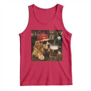 Funny Golden Retriever Drinking Beer Tank Top Silly Dog Meme Graphic Sarcastic Gift