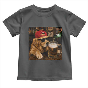 Funny Golden Retriever Drinking Beer Toddler T Shirt Silly Dog Meme Graphic Sarcastic Gift