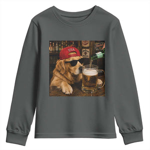 Funny Golden Retriever Drinking Beer Youth Sweatshirt Silly Dog Meme Graphic Sarcastic Gift