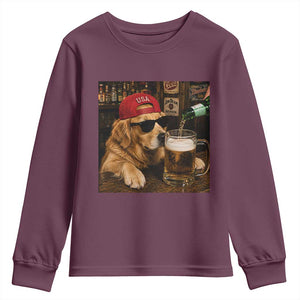 Funny Golden Retriever Drinking Beer Youth Sweatshirt Silly Dog Meme Graphic Sarcastic Gift