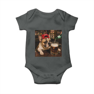 French Bulldog Drinking Beer Baby Onesie Silly Dog Meme Graphic Sarcastic Gift