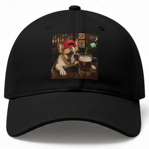 French Bulldog Drinking Beer Baseball Cap Silly Dog Meme Graphic Sarcastic Gift