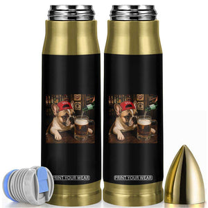 French Bulldog Drinking Beer Bullet Tumbler Silly Dog Meme Graphic Sarcastic Gift