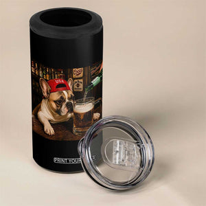 French Bulldog Drinking Beer 4 in 1 Can Cooler Tumbler Silly Dog Meme Graphic Sarcastic Gift