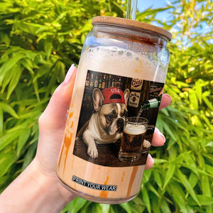 French Bulldog Drinking Beer Glass Can Silly Dog Meme Graphic Sarcastic Gift