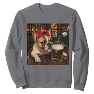 French Bulldog Drinking Beer Sweatshirt Silly Dog Meme Graphic Sarcastic Gift