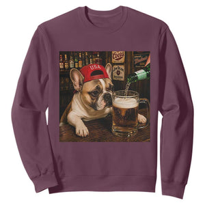 French Bulldog Drinking Beer Sweatshirt Silly Dog Meme Graphic Sarcastic Gift