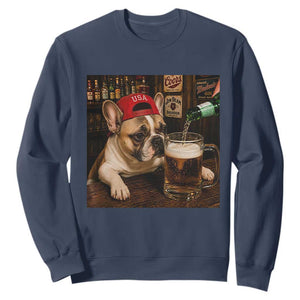 French Bulldog Drinking Beer Sweatshirt Silly Dog Meme Graphic Sarcastic Gift