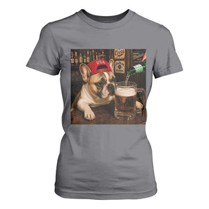 French Bulldog Drinking Beer T Shirt For Women Silly Dog Meme Graphic Sarcastic Gift