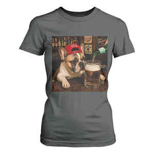 French Bulldog Drinking Beer T Shirt For Women Silly Dog Meme Graphic Sarcastic Gift
