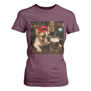 French Bulldog Drinking Beer T Shirt For Women Silly Dog Meme Graphic Sarcastic Gift