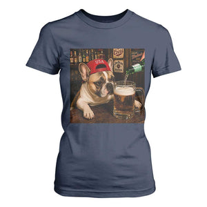 French Bulldog Drinking Beer T Shirt For Women Silly Dog Meme Graphic Sarcastic Gift