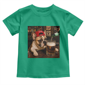 French Bulldog Drinking Beer Toddler T Shirt Silly Dog Meme Graphic Sarcastic Gift