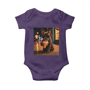 French Bulldog Iced Coffee Baby Onesie Grunge Frenchie Graphic Funny Dog Lover