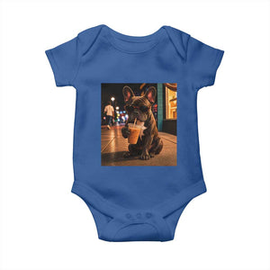 French Bulldog Iced Coffee Baby Onesie Grunge Frenchie Graphic Funny Dog Lover