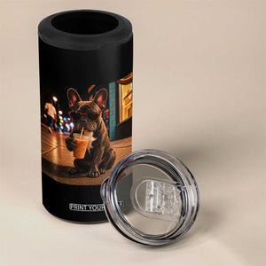 French Bulldog Iced Coffee 4 in 1 Can Cooler Tumbler Grunge Frenchie Graphic Funny Dog Lover