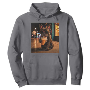 French Bulldog Iced Coffee Hoodie Grunge Frenchie Graphic Funny Dog Lover