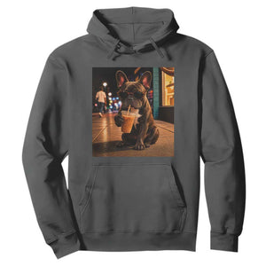 French Bulldog Iced Coffee Hoodie Grunge Frenchie Graphic Funny Dog Lover