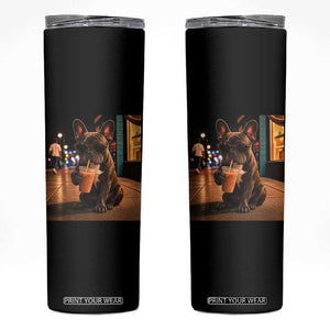 French Bulldog Iced Coffee Skinny Tumbler Grunge Frenchie Graphic Funny Dog Lover