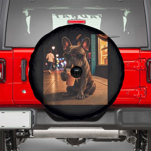 French Bulldog Iced Coffee Spare Tire Cover Grunge Frenchie Graphic Funny Dog Lover