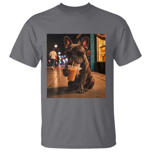 French Bulldog Iced Coffee T Shirt Grunge Frenchie Graphic Funny Dog Lover