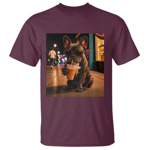 French Bulldog Iced Coffee T Shirt Grunge Frenchie Graphic Funny Dog Lover
