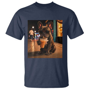 French Bulldog Iced Coffee T Shirt Grunge Frenchie Graphic Funny Dog Lover