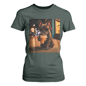 French Bulldog Iced Coffee T Shirt For Women Grunge Frenchie Graphic Funny Dog Lover