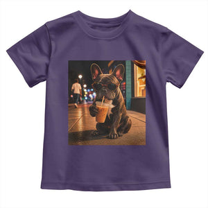 French Bulldog Iced Coffee Toddler T Shirt Grunge Frenchie Graphic Funny Dog Lover