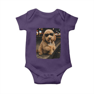 Goldendoodle Drinking Iced Coffee Baby Onesie Grunge Graphic Funny Dog Lover