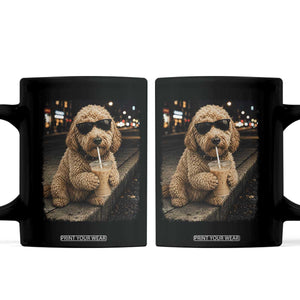 Goldendoodle Drinking Iced Coffee Coffee Mug Grunge Graphic Funny Dog Lover