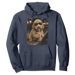 Goldendoodle Drinking Iced Coffee Hoodie Grunge Graphic Funny Dog Lover