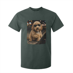 Goldendoodle Drinking Iced Coffee T Shirt For Kid Grunge Graphic Funny Dog Lover