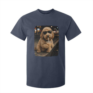 Goldendoodle Drinking Iced Coffee T Shirt For Kid Grunge Graphic Funny Dog Lover