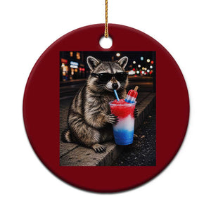 4th Of July Raccoon Drinking Slushie Ceramic Ornament Patriotic 250 Anniversary USA Trash Panda Funny Meme