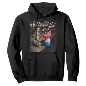 4th Of July Raccoon Drinking Slushie Hoodie Patriotic 250 Anniversary USA Trash Panda Funny Meme TS10 Black Print Your Wear
