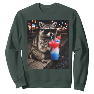 4th Of July Raccoon Drinking Slushie Sweatshirt Patriotic 250 Anniversary USA Trash Panda Funny Meme