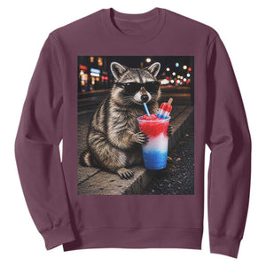 4th Of July Raccoon Drinking Slushie Sweatshirt Patriotic 250 Anniversary USA Trash Panda Funny Meme