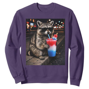 4th Of July Raccoon Drinking Slushie Sweatshirt Patriotic 250 Anniversary USA Trash Panda Funny Meme