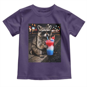 4th Of July Raccoon Drinking Slushie Toddler T Shirt Patriotic 250 Anniversary USA Trash Panda Funny Meme