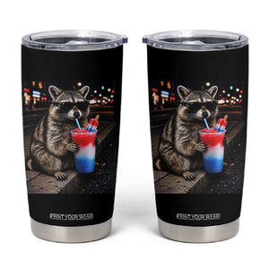 4th Of July Raccoon Drinking Slushie Tumbler Cup Patriotic 250 Anniversary USA Trash Panda Funny Meme TS10 Black Print Your Wear